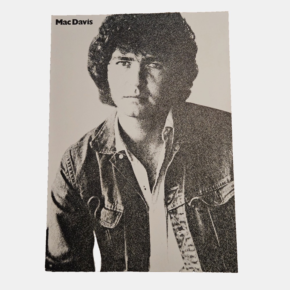 Mac Davis Vintage 1970s Promo Flat Poster 20x28 Columbia Records Black & White